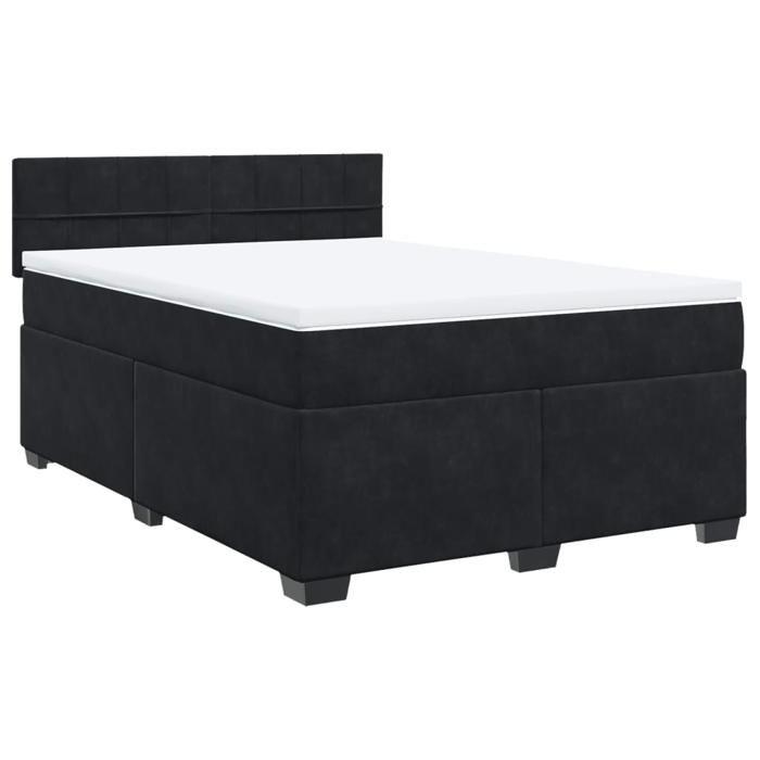 VidaXL Sommier à lattes de lit avec matelas Noir 140x190 cm Velours, lit, lit à plate-forme, lit à panneaux, meuble de 3288608