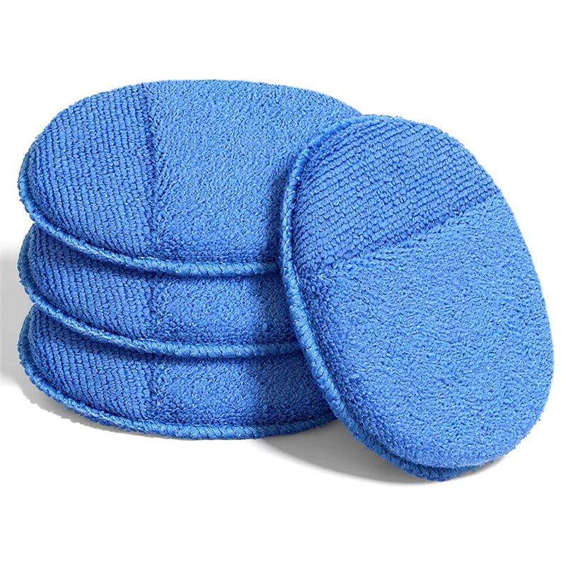 

ABUL-For Car Detailing For Car Polishing& Cleaning Microfiber Wax Applicator Pads-Blue Color 4-Pack Set синій