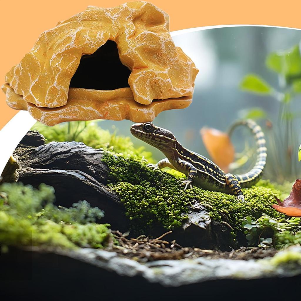 Lizard House Terrarium Resin Fake Rock Bearded Dragon Cave Landscape Basking Area Aquarium Decor Reptile Hiding Caves