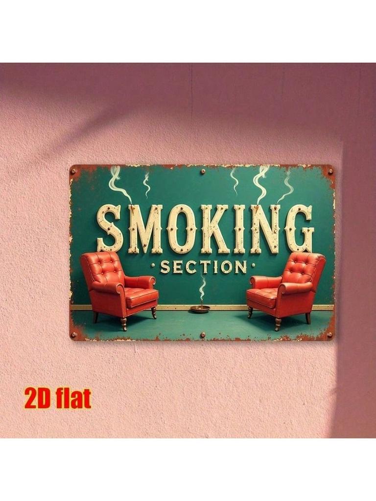 Vintage Smoking Area Metal Sign Wall Art Cafe Decor