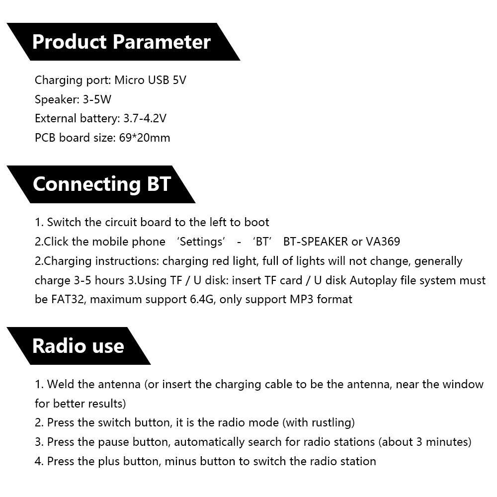 Bluetooth Audio Circuit Board Audio Amplifier Decoding Board Wires Bluetooth Module V109 Player Audio Motherboard Micro USB