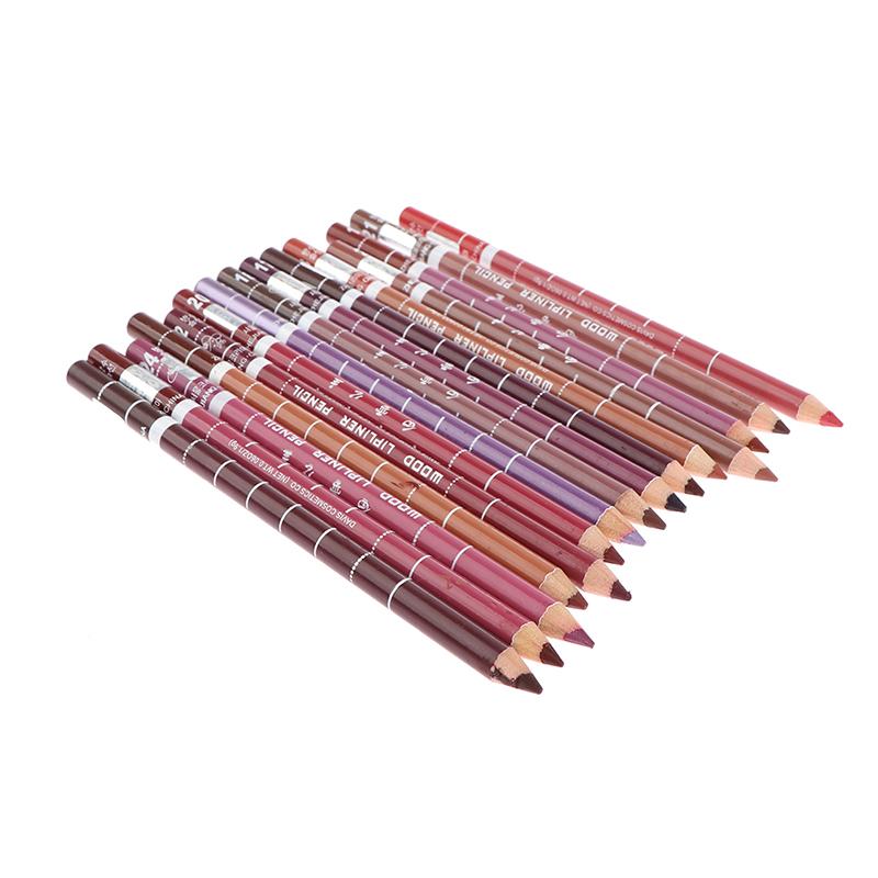 1Pcs Professional Wood Lip Liner Waterproof Lady Long Lasting Lip Liner Pencil
