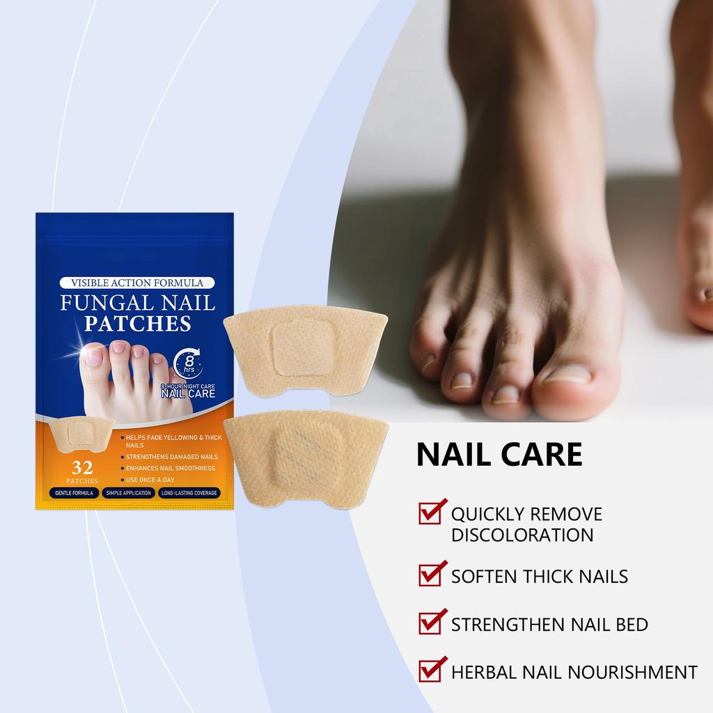 Fungal Nail Patches Hands And Feet Soft Nail Inlaid Nail Thickening Bright Nail Furrow Gray Nail Care Patch 32 PATCHES