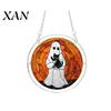 Window Hanging Decoration Halloween Scary Bat Pumpkin Acrylic Jigsaw Puzzle Suncatcher, Stained Glass Style Stainless Steel Chain Hanger Decor