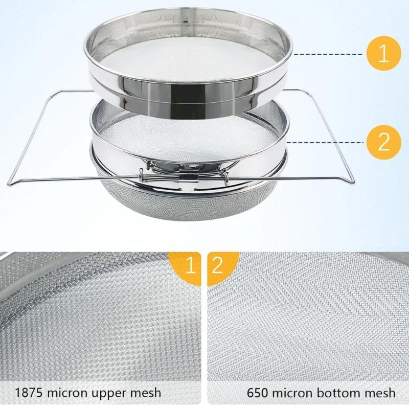 Lebensmittelechter 304 Edelstahl Honigsieb Doppellagiges Design Geeignet für effiziente Wachsentfernung und Reinigung