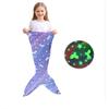 Cartoon Rainbow  Mermaid Tail Blanket Super Soft Glow In The Dark Flannel Mermaid Tail Blanket Girls Sleeping Bag