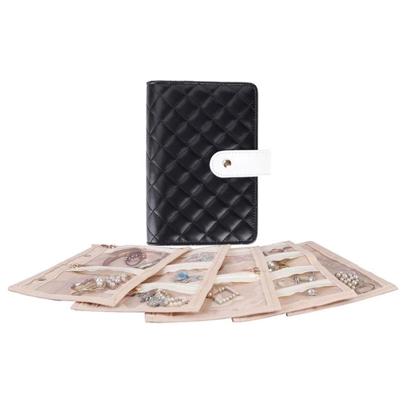 Schmuckaufbewahrungsbuch Wasserdichte Transparente Aufbewahrungsalben für Ohrringe Halsketten Ringe Schreibtisch Schubladen-Organizer