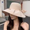 Bucket hat female bow letter face covering sunscreen basin hat outdoor eaves UV protection versatile sun hat