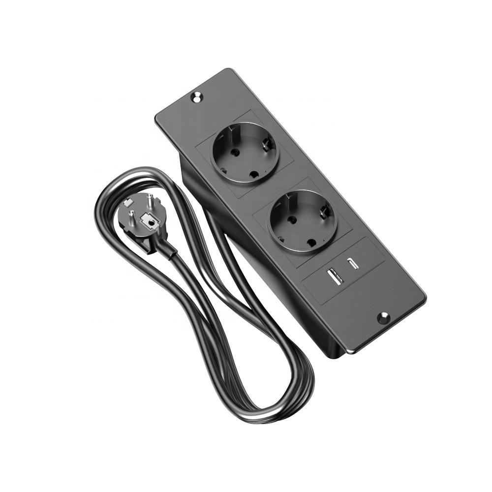In-desk Embedded Power Socket Unit Flush Furniture Power Outlet with USB Ports for Office Workstation Kitchen Countertop Hotel