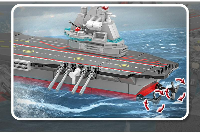 Children’s Educational Small Particle Aircraft Carrier Model Compatible with LEGO Building Blocks