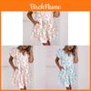 Floral Colorblock V Neck Pocket Dress With Short Sleeves For Spring 2025
