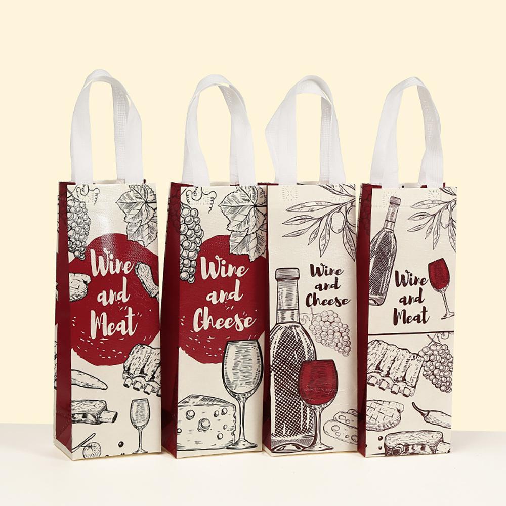 

StoBag Wine Bottle Bags Gift Wrapping Bags Vintage Style Luxury Designer Bags Non Woven Packaging Bags for Sweets Party Favor Us 12pcs&35x12x9cm