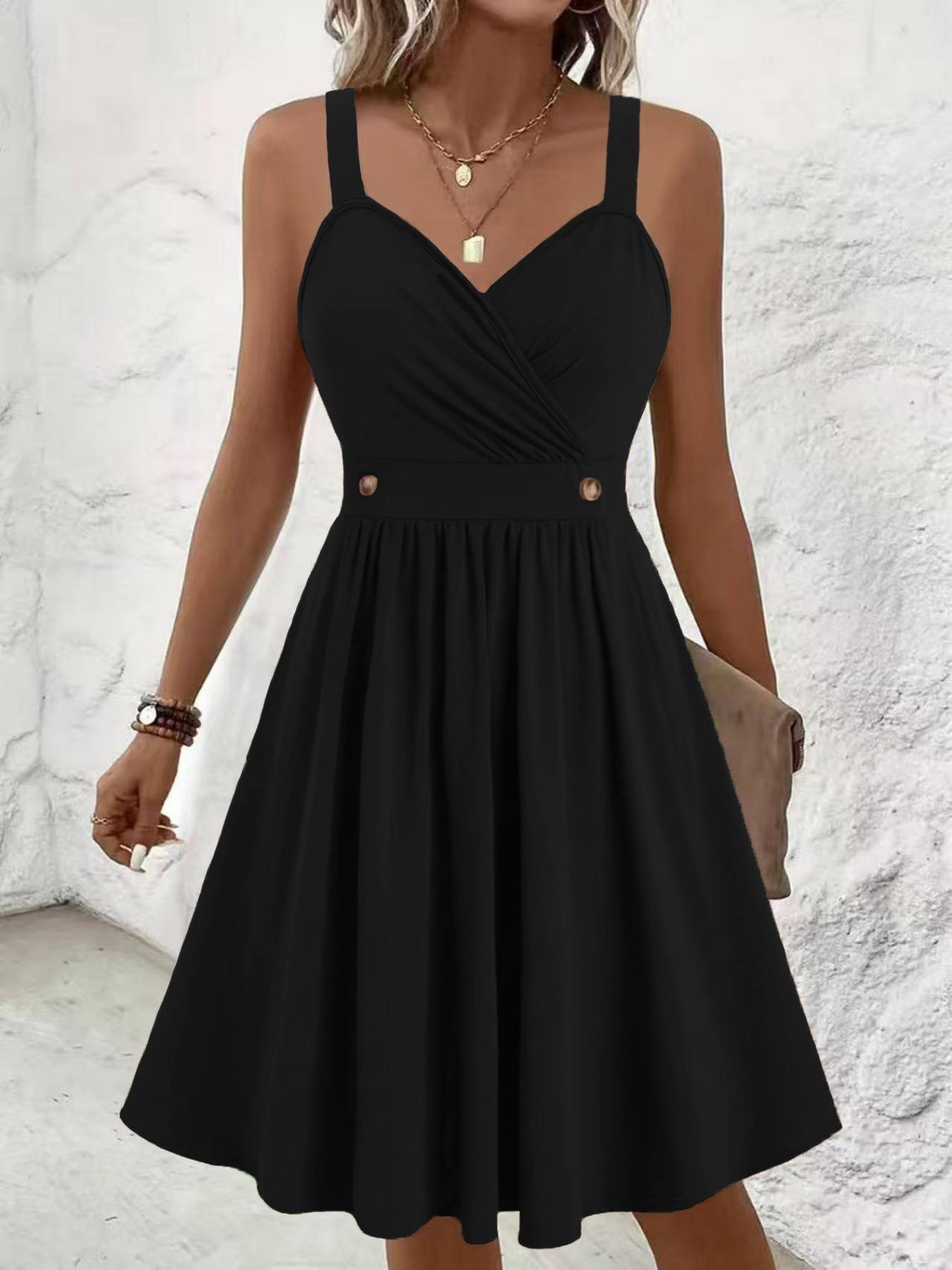 2026 новая трансграничная эксклюзивная модель для temu Amazon весна и лето элегантное безрукавное платье в европейском и американском стиле женская одежда большого размера XL чёрный