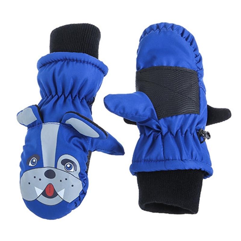 3-5Y Waterproof Kids Ski Gloves Winter Cycling Gloves Anti-Slip Gloves Warm Thick Fleece Snowboarding Mittens Gloves