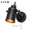 Retro Vintage Wall Lamp Light With Switch Decor For Bedroom Living Room Hall Bed Side Adjustable Antique Rustic Led Lights Lamps