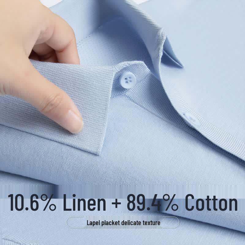 Caesar Men s Cotton Linen Blend Polo Shirt 58