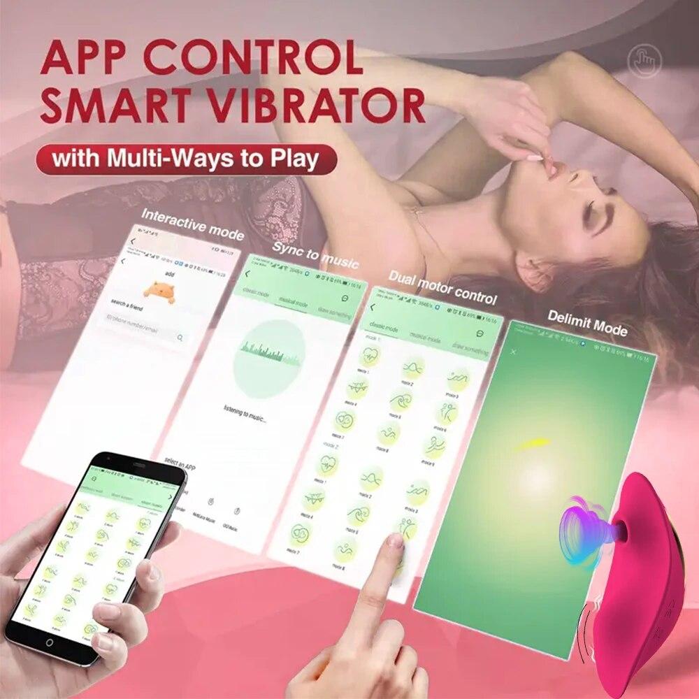 APP Bluetooth Sucking Vibrator Female Wearable Clit Sucker Clitoris Stimulator 2 In 1 Adult Goods Sex Toy for Women 's Panties