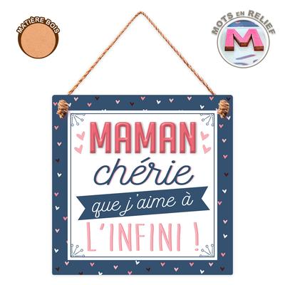 [R3816] - Wooden Plaque In the Shape of 'Darling Mom Whom I Love To Infinity' - 18x18 Cm