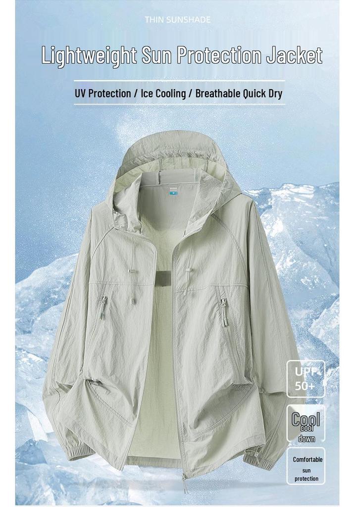 Unisex Lightweight Hooded Sun Protection Jacket - Breathable & Customizable for Outdoor Summer Activities
