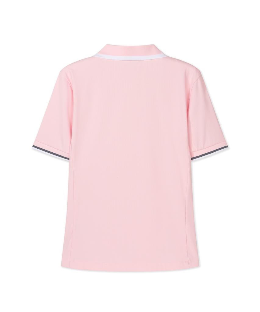 Antomas Ribbed Short Sleeve Polo Shirt Women - Pink