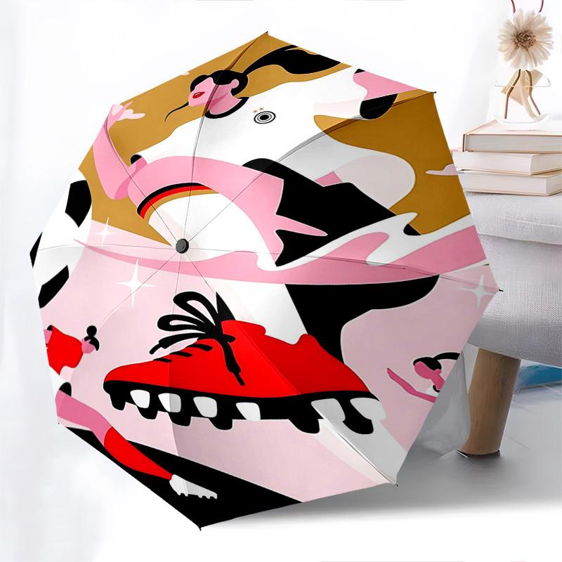

1pc Auto-Folding Umbrella with Soccer Player Design, Portable 3-Fold Design, 8-Rib Iron Frame, Outdoor for Fans, Travelers, Daily Use, Gift Idea.X008