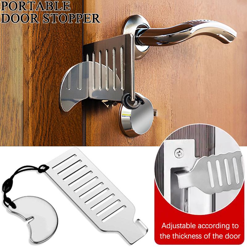 

2pcs Portable Travel Anti-theft Door Lock Stainless Steel Security Door Stopper Latch For Home Dorm Motel Self-defense Safety Lock серебряный