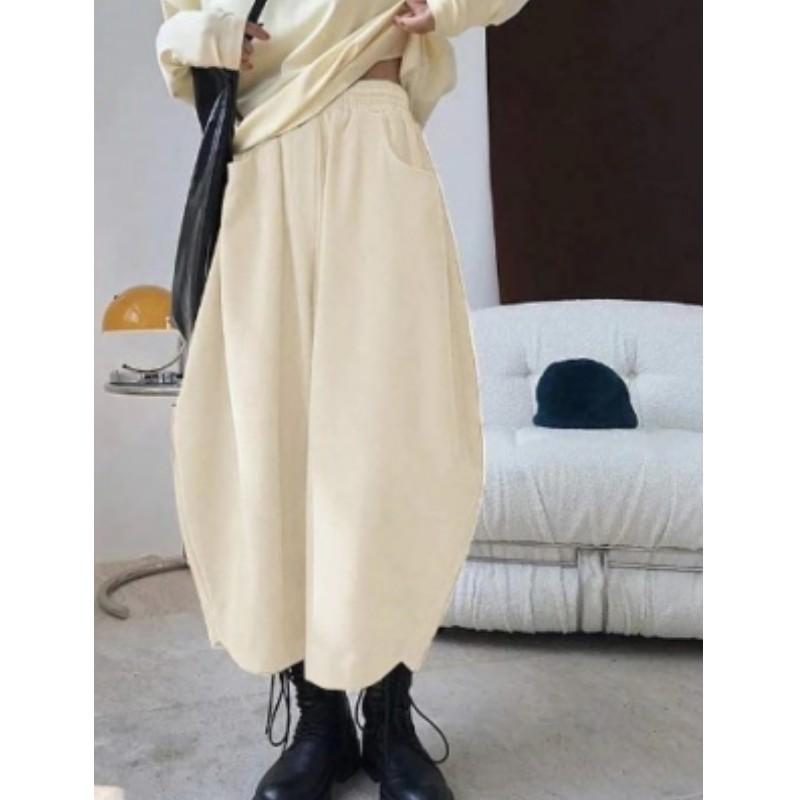 

Жіночі вінтажні широкі штани-морквини на весну/осінь, штани-гарем широкого крою, однотонні повсякденні штани-кльош L