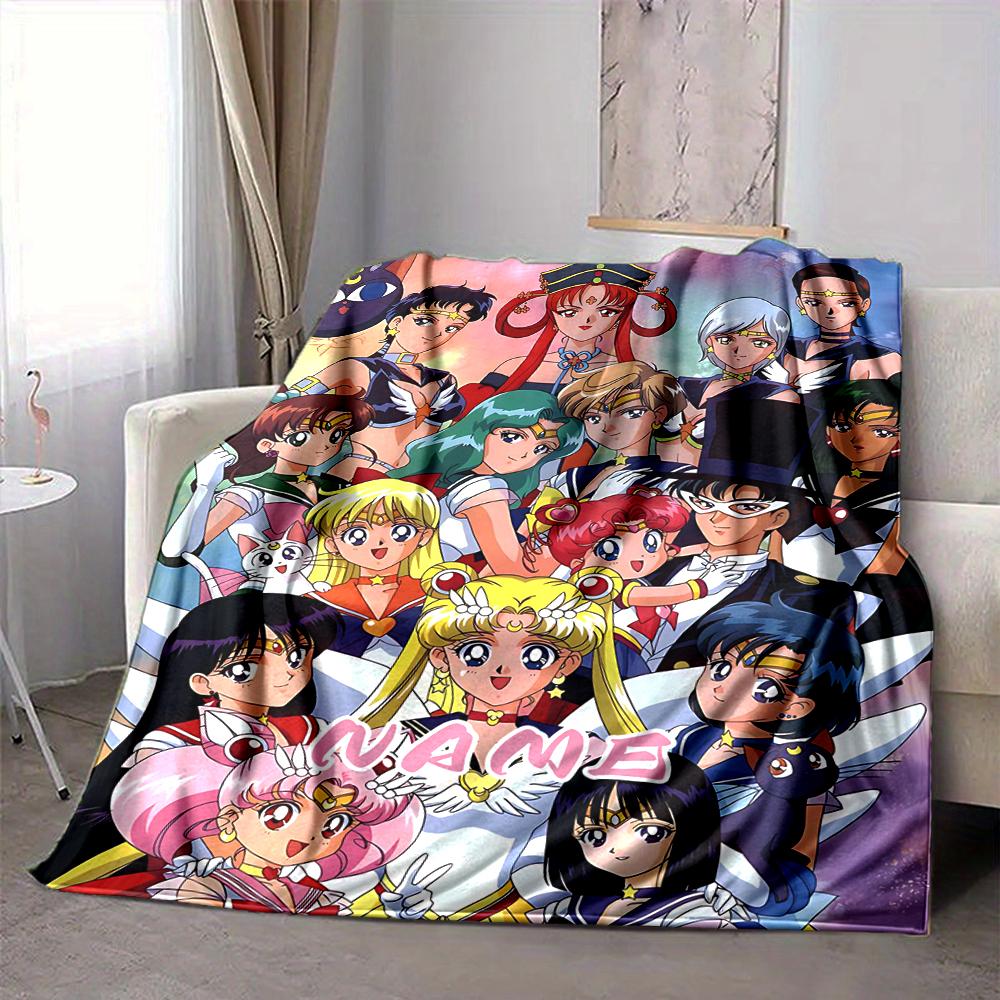 Custom 1pc Sailor Moon Adventure Blanket, Soft And Comfortable Blanket, Casual Warm, Camping Travel Blanket, Birthday Gift Q91385