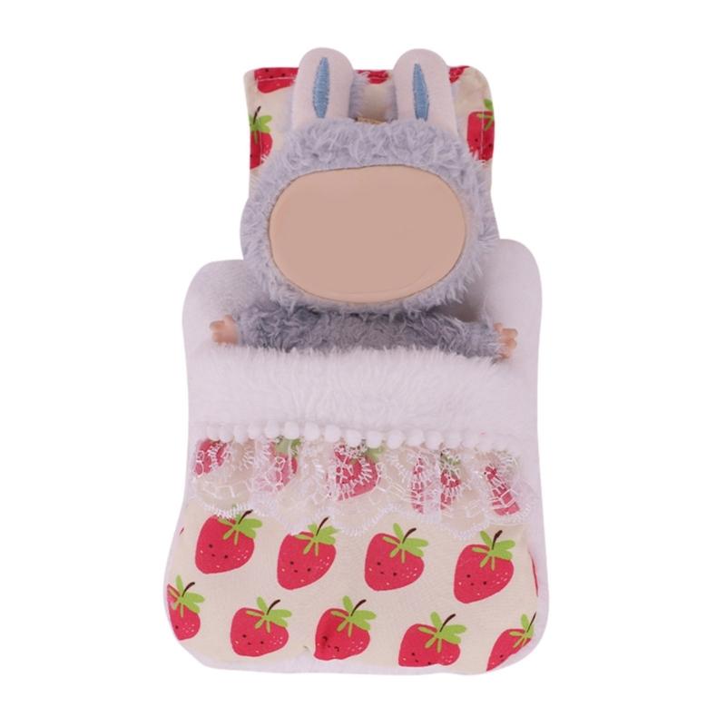 Popular Doll Bed With Flower Pattern Detachable Pillows And Sleeping Bag For Plush Dolls 17cm Plush Figure Doll Display