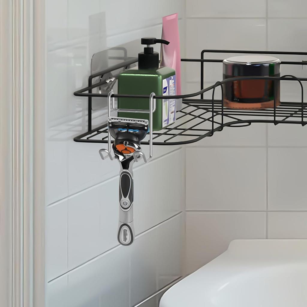 Linkidea Shower Caddy Shelf Hooks, Stainless Steel Hangers for Wall Mounted Shower Room Basket Attachment, Organize Loofah, Razor, Body Brush,
