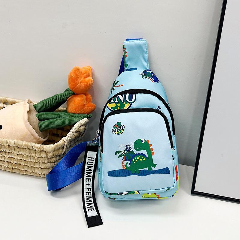 Autumn and Winter New Children's Bags Cute Dinosaur Printed Baby Shoulder Boys Canvas Satchel Children's Breast Bag