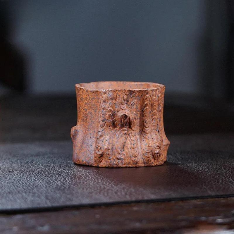 115ml Yixing Zisha Tree Stump Wood-fired Porcelain Teacup Elegant Tea Bowl Cute Cup Tea-tasting Smelling Cup Chazhan Master Cups