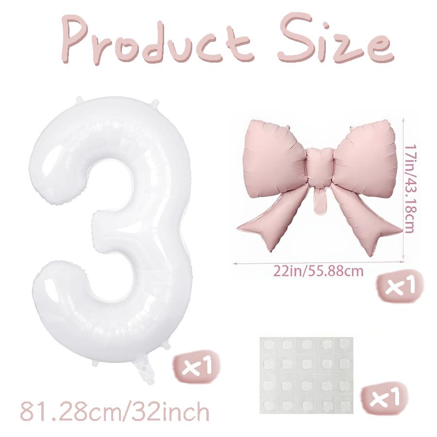 Number balloon set baby pink bow balloon ,white and pink balloon birthday proposal, weddingballoon decoration