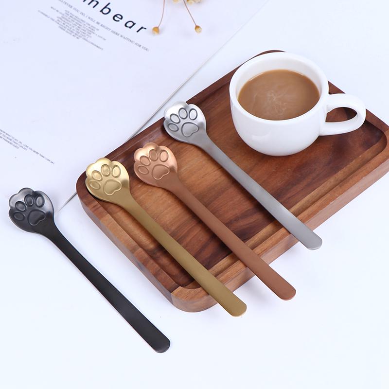 1Pc Stainless Steel Coffee Dessert Spoon Cat Paw Claw Spoon Stirring Spoon