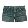 Women Imitation Denim Short High Stretchy Leggings Short Jeans with Pockets Tight Fitting Summer Shorts Daily Wear