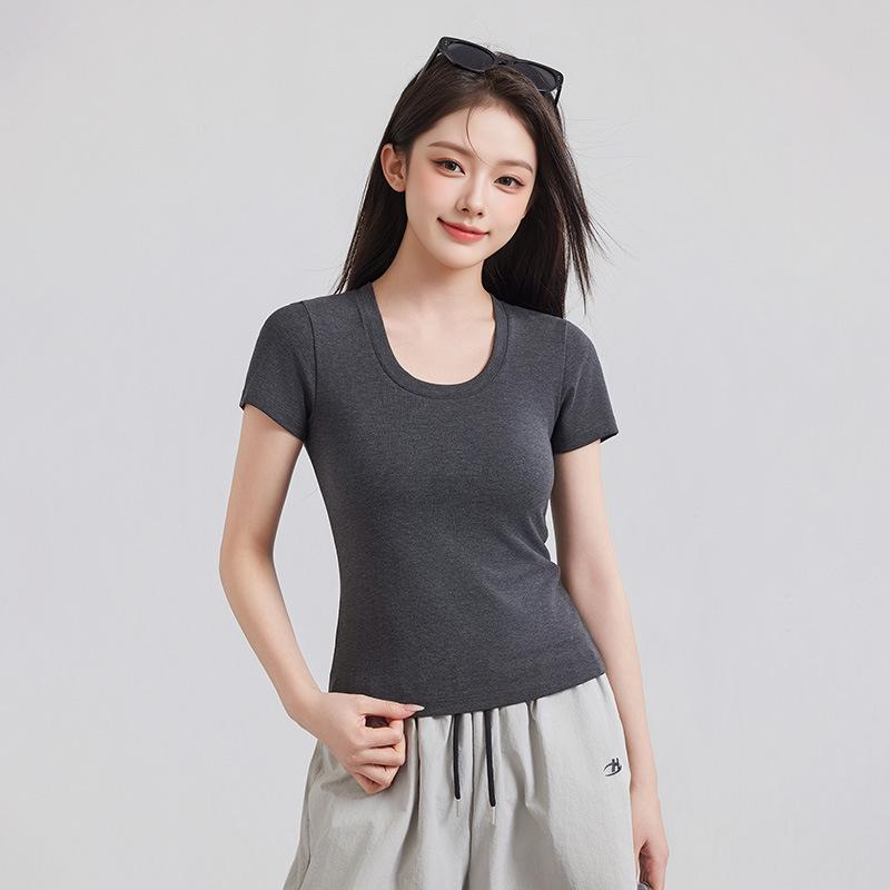 Women s Korean Style Tencel Lyocell Short Sleeve Slimming T-Shirt - Versatile & Drapey Top L (50-57 kg)