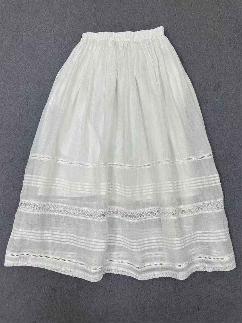 

Johnature Elasticated Waist Summer Loose Retro Style Women Breathable Skirt Women One Size белый