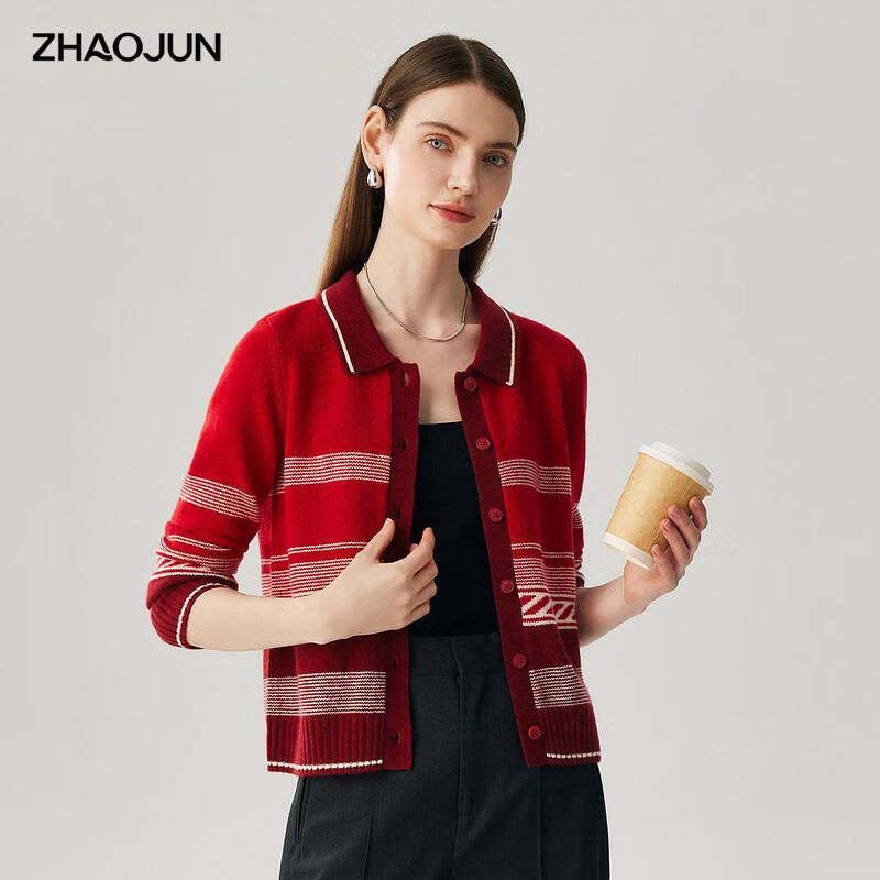 

Zhaojun Women s Lapel Jacquard Cashmere Cardigan L