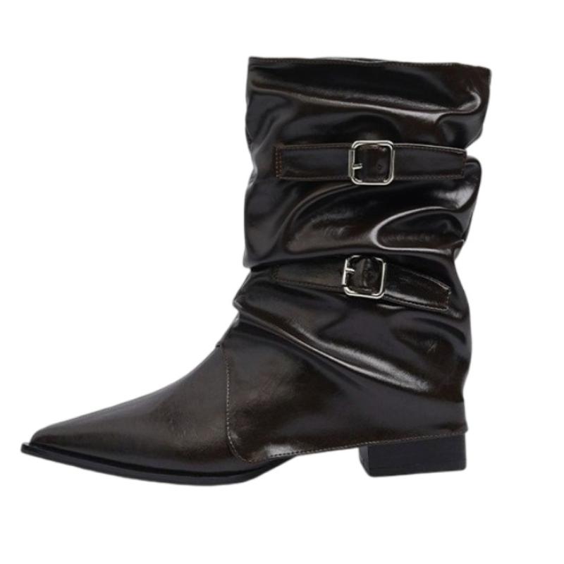 Sexy Women Ankle Boots Pointed Toe High Heels Shoes 2025 Trend New Chunky Boots Pleated Chelsea Party Pumps Woman Botas