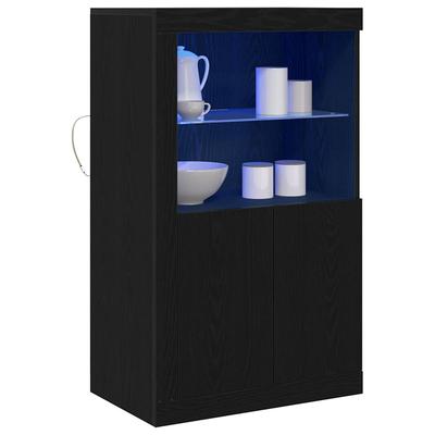 LED Sideboard In Black Oak Look 60.5 X 37 X 100 Cm