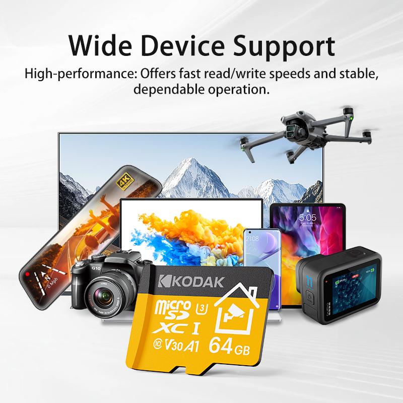 Kodak Microsd card 32GB 64GB 128GB 256GB Memery card Micro sd card best for Home Security Monitor Mobile Phone Drones