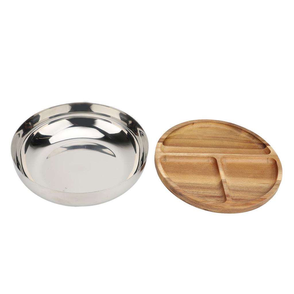 304 Stainless Steel Mixing Bowl Serving Bowl With Wood Lid Food Storage Salad Bowl For Kitchen Cooki