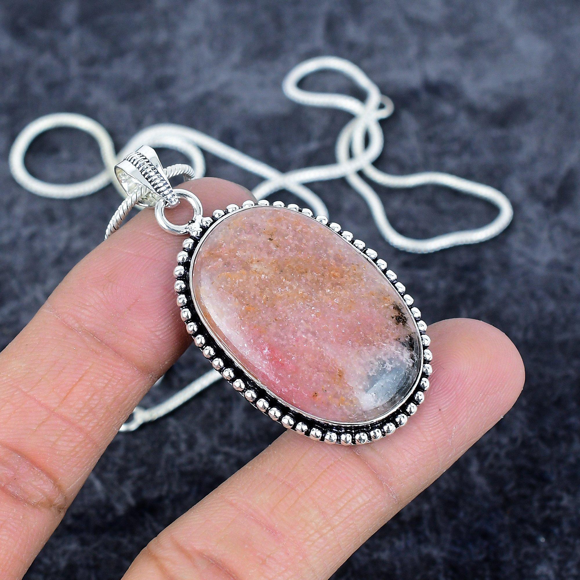 

Rhodonite Gemstone Handmade 925 Sterling Silver Jewelry Pendant 2.05 M-2943