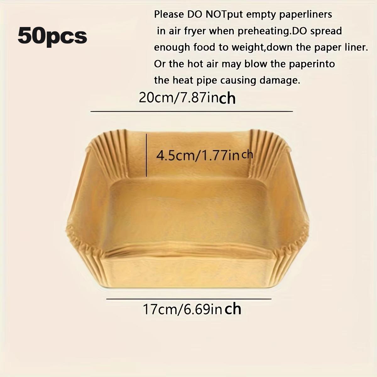 

50 шт/100 шт-Одноразовая бумага для аэрофритюрницы Маслопоглощающий и антимасляный бумажный лоток Антипригарная подложка для выпечки Большая прочность Квадратный