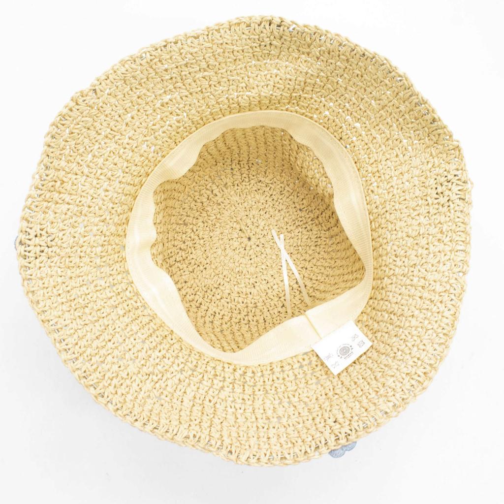 Nomad Sari Floppy Straw Sun Hat – Beige & Flowers