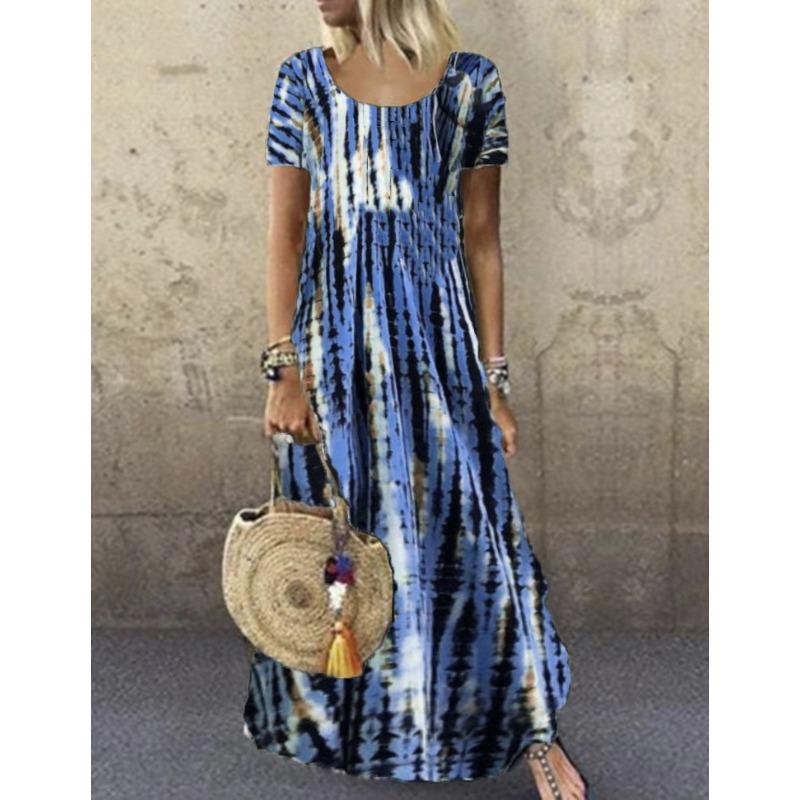 

IHUASU Fashion Summer Spring Short Sleeve O-Neck Casual Dresses International design XXXXXL