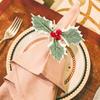 6Pcs Berry and Leaf Napkin Rings Clasps for Xmas Table Decoration Xmas Napkin Rings Christmas Table Decor