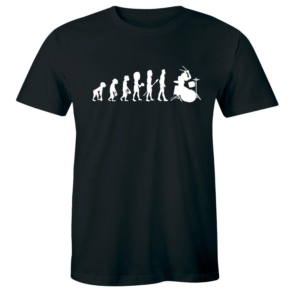 Drummer Evolution Music Humor Short Sleeve T-Shirt for Men 3XL
