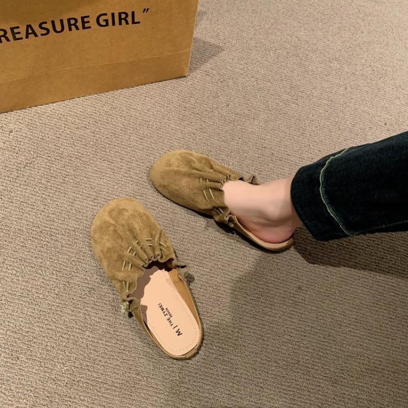 Myk skinnversjon~ Neizeng Boken sko dame halv tøffel høst og vinter ny retro mote allsidig ett-tråkk lat veske hode tøffel