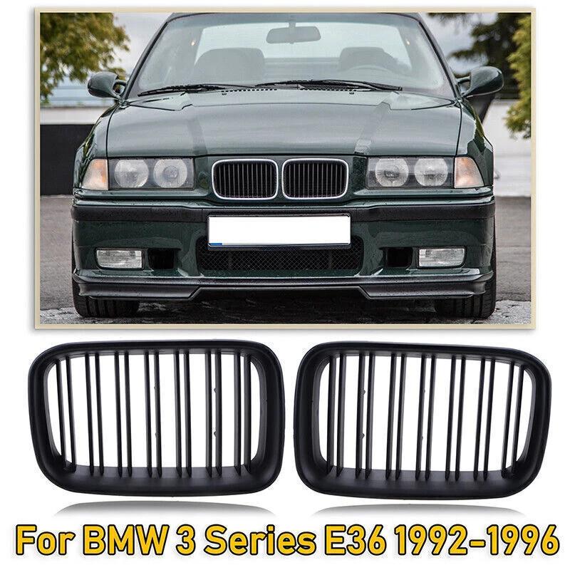 Front Kidney Grille Black Dual Slat Racing Grilles Fit For Bmw 3 Series E36 1992 1993 1994 1995 1996 51138122237 51138122238